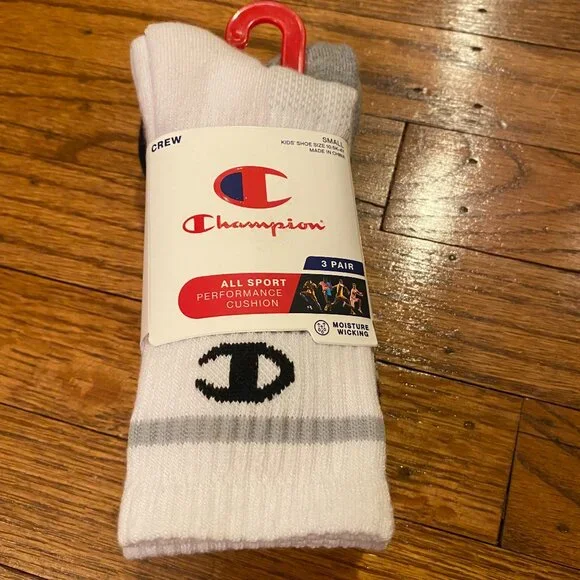 Kids Champion All Sport Performance Crew Socks 3pk - Picture 1 of 2